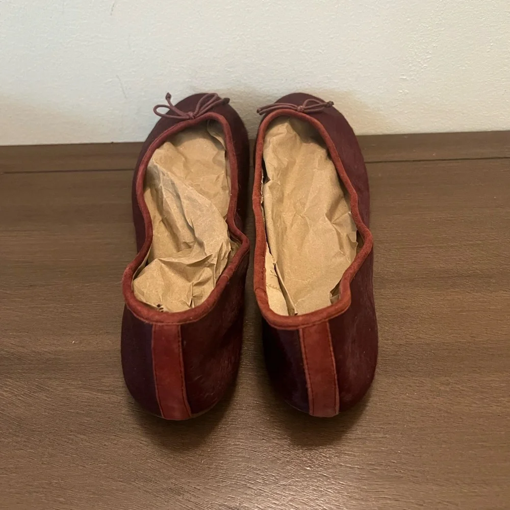 LORD & TAYLOR Ballet Flat Burgundy Ponyhair - Picture 5 of 7